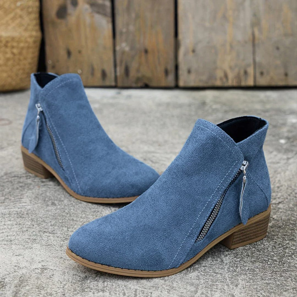 Bluebell | Suede Ankle Boots with Block Heel for Women