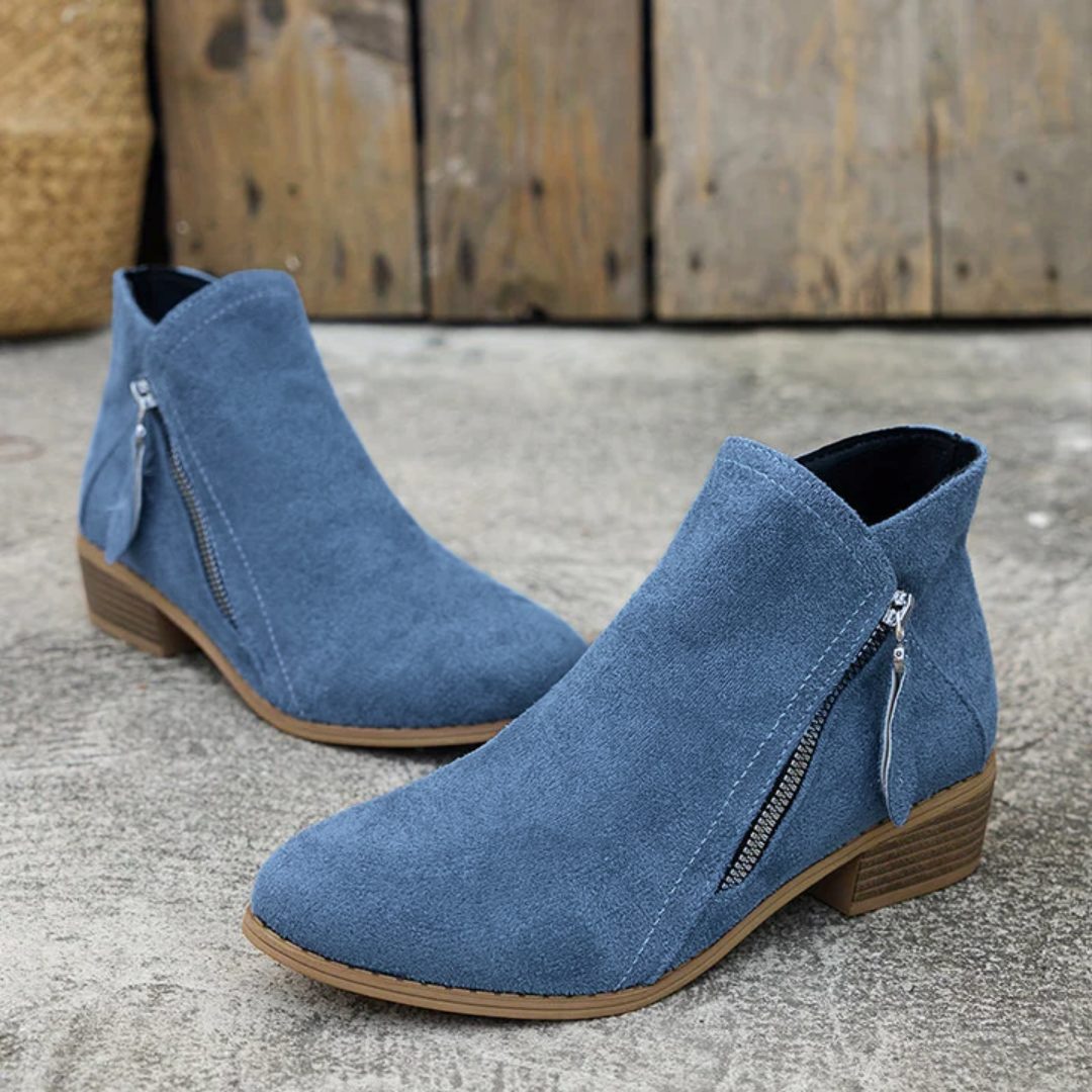 Bluebell | Suede Ankle Boots with Block Heel for Women