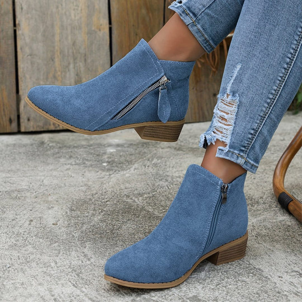 Bluebell | Suede Ankle Boots with Block Heel for Women