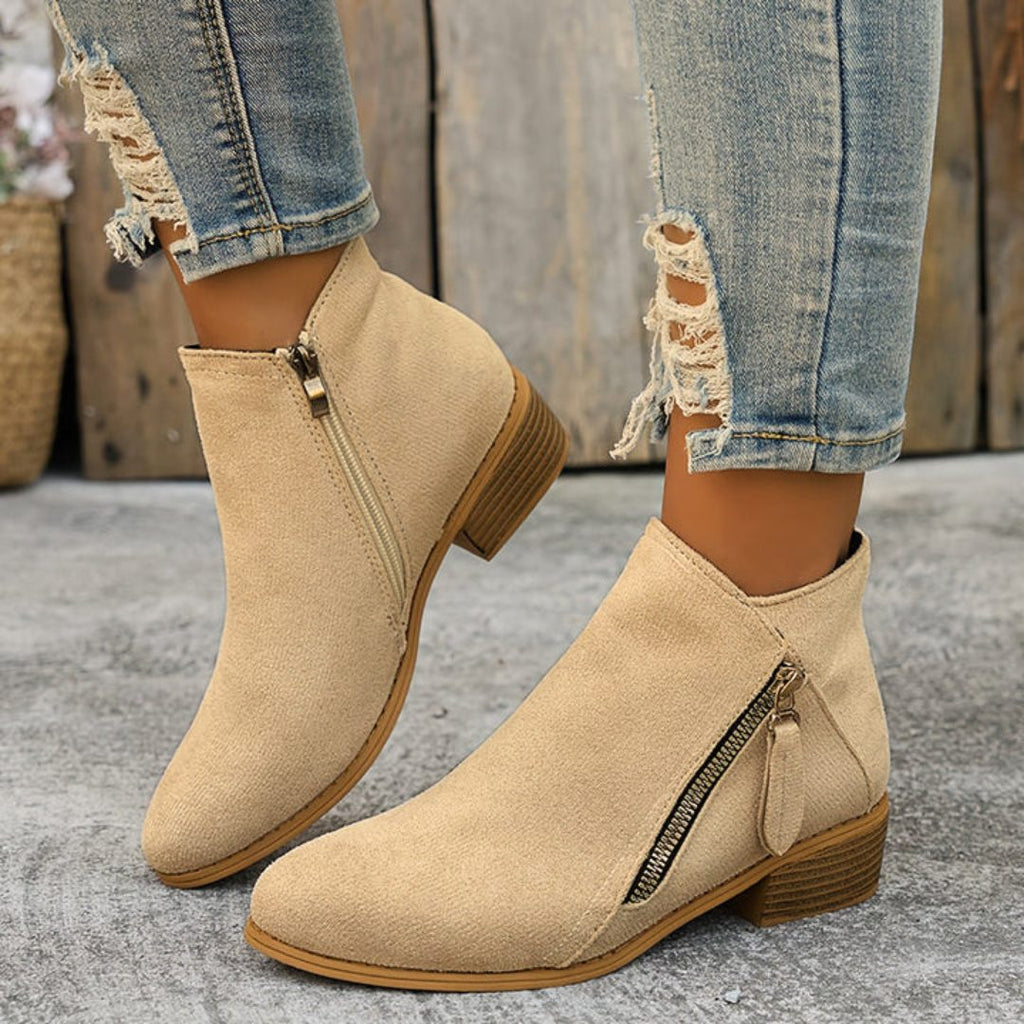 Bluebell | Suede Ankle Boots with Block Heel for Women