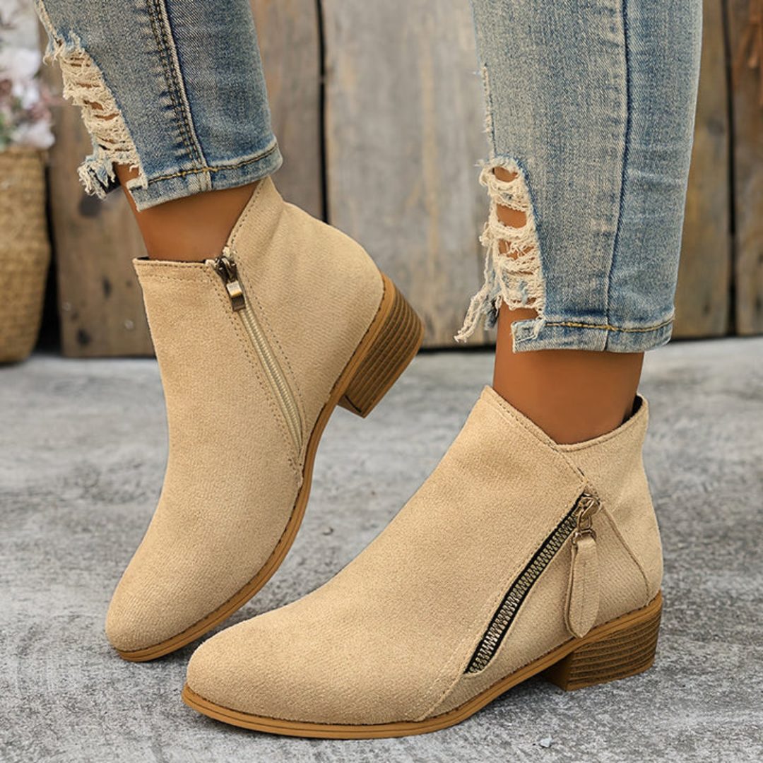 Bluebell | Suede Ankle Boots with Block Heel for Women