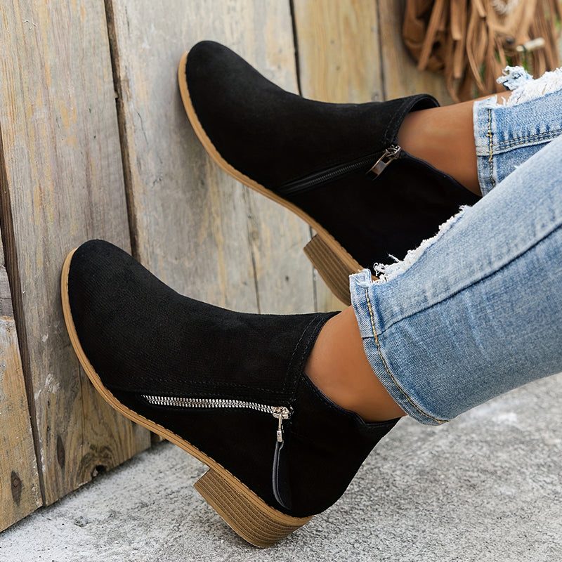 Bluebell | Suede Ankle Boots with Block Heel for Women