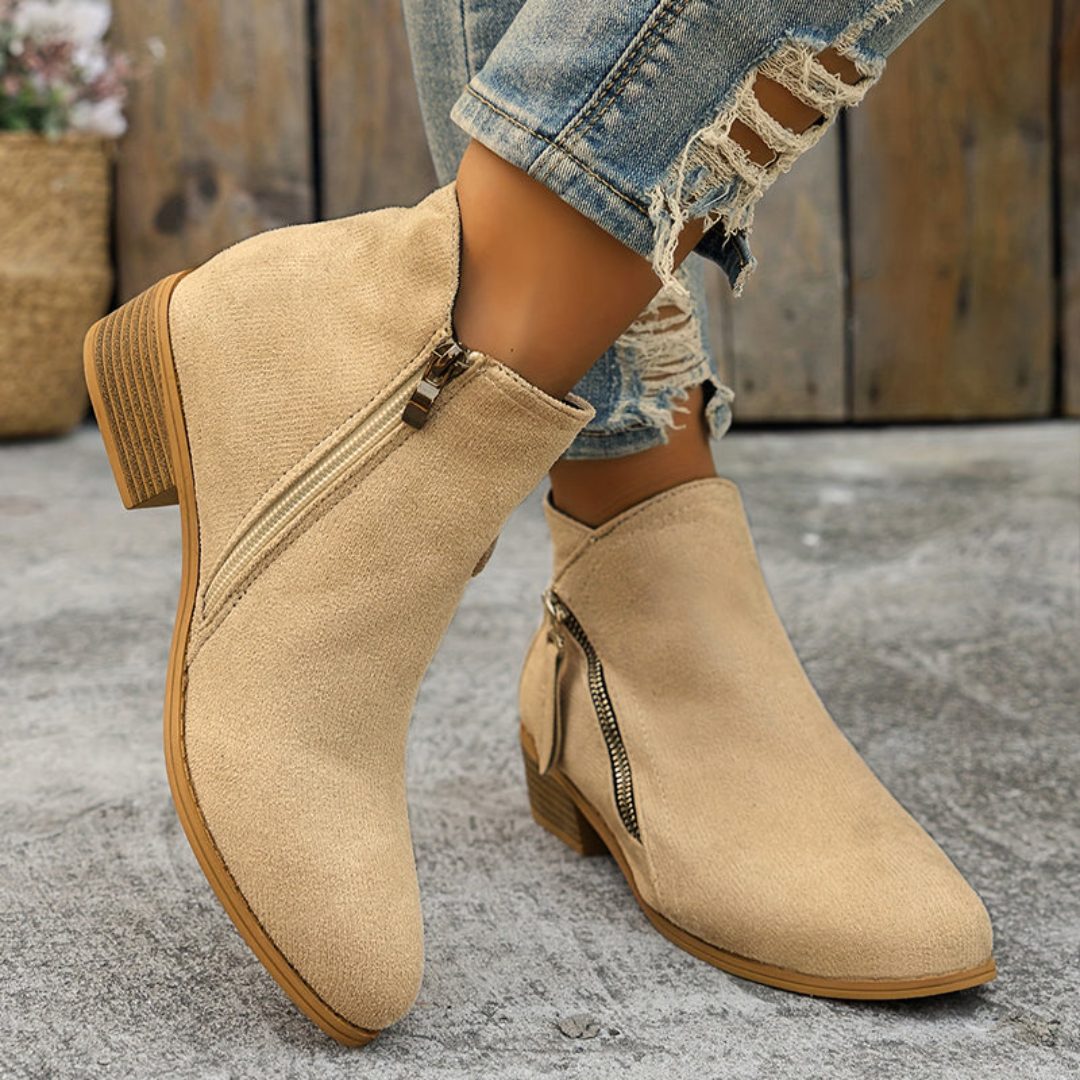 Bluebell | Suede Ankle Boots with Block Heel for Women