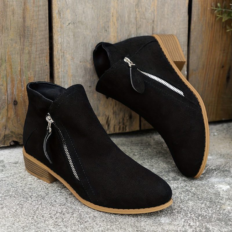 Bluebell | Suede Ankle Boots with Block Heel for Women