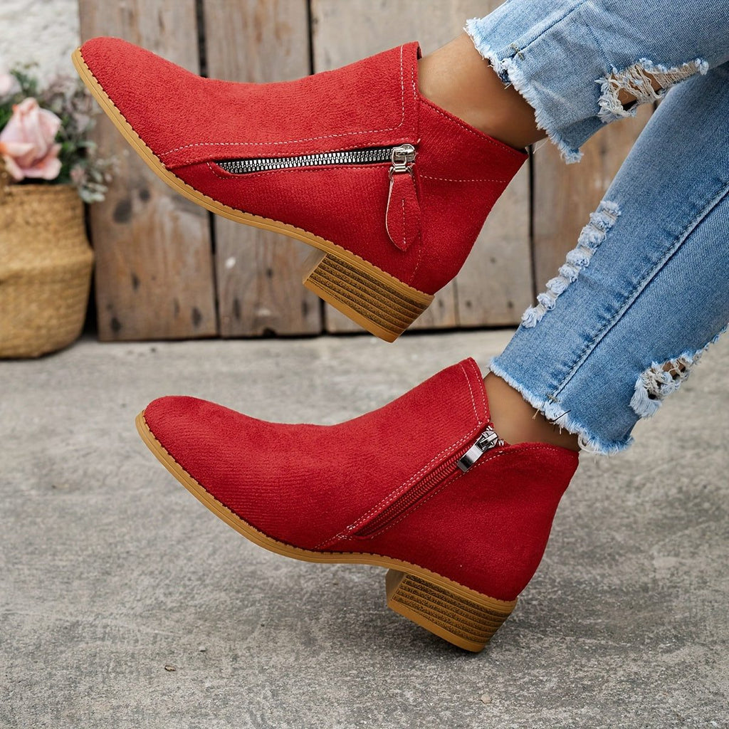 Bluebell | Suede Ankle Boots with Block Heel for Women