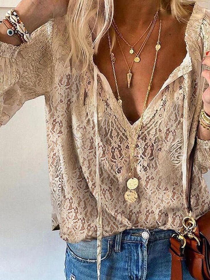 Maria | Women Elegant Boho V Neck Blouse