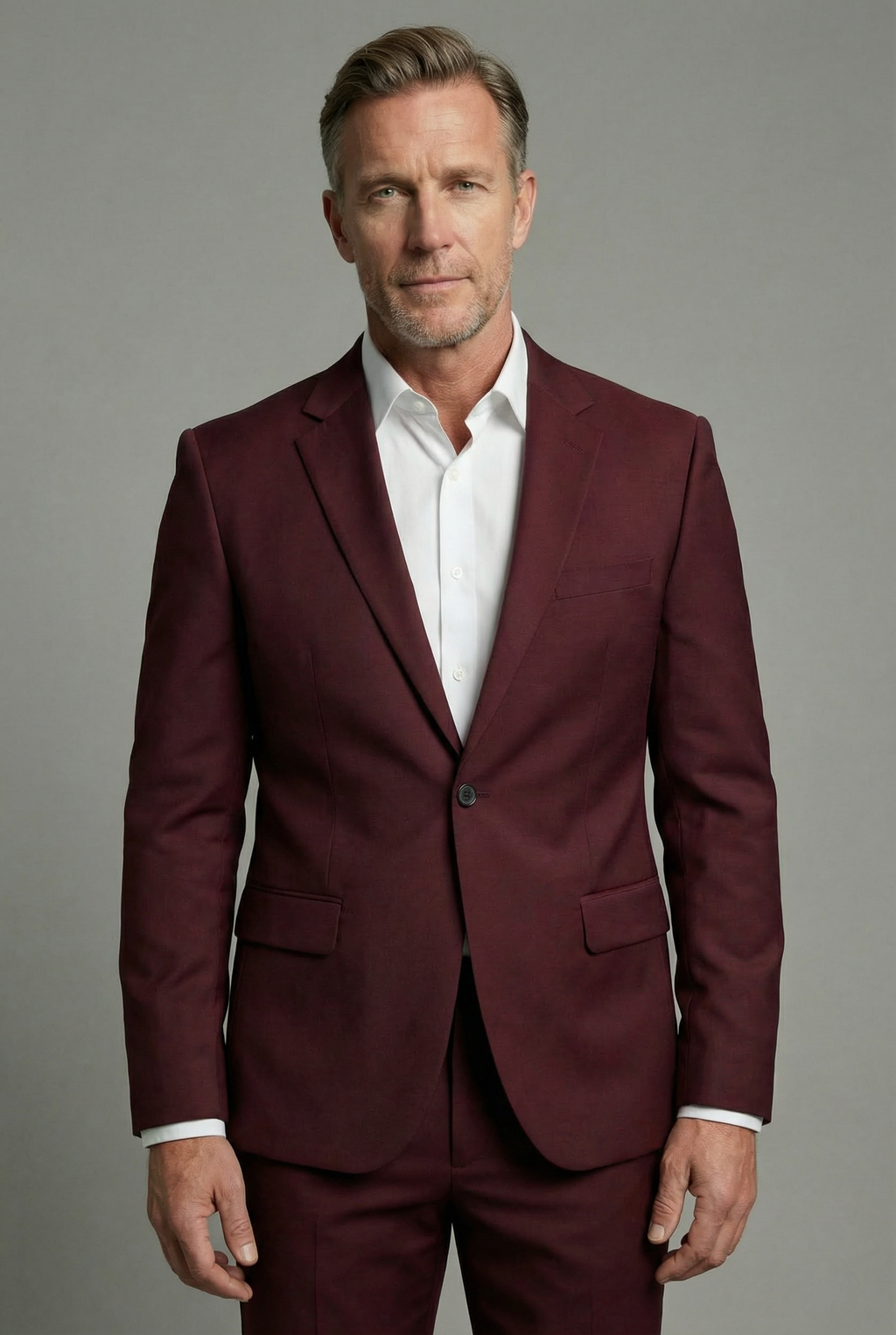 Men's Slim Fit Two Piece Suit, Notch Lapels, Long Sleeves