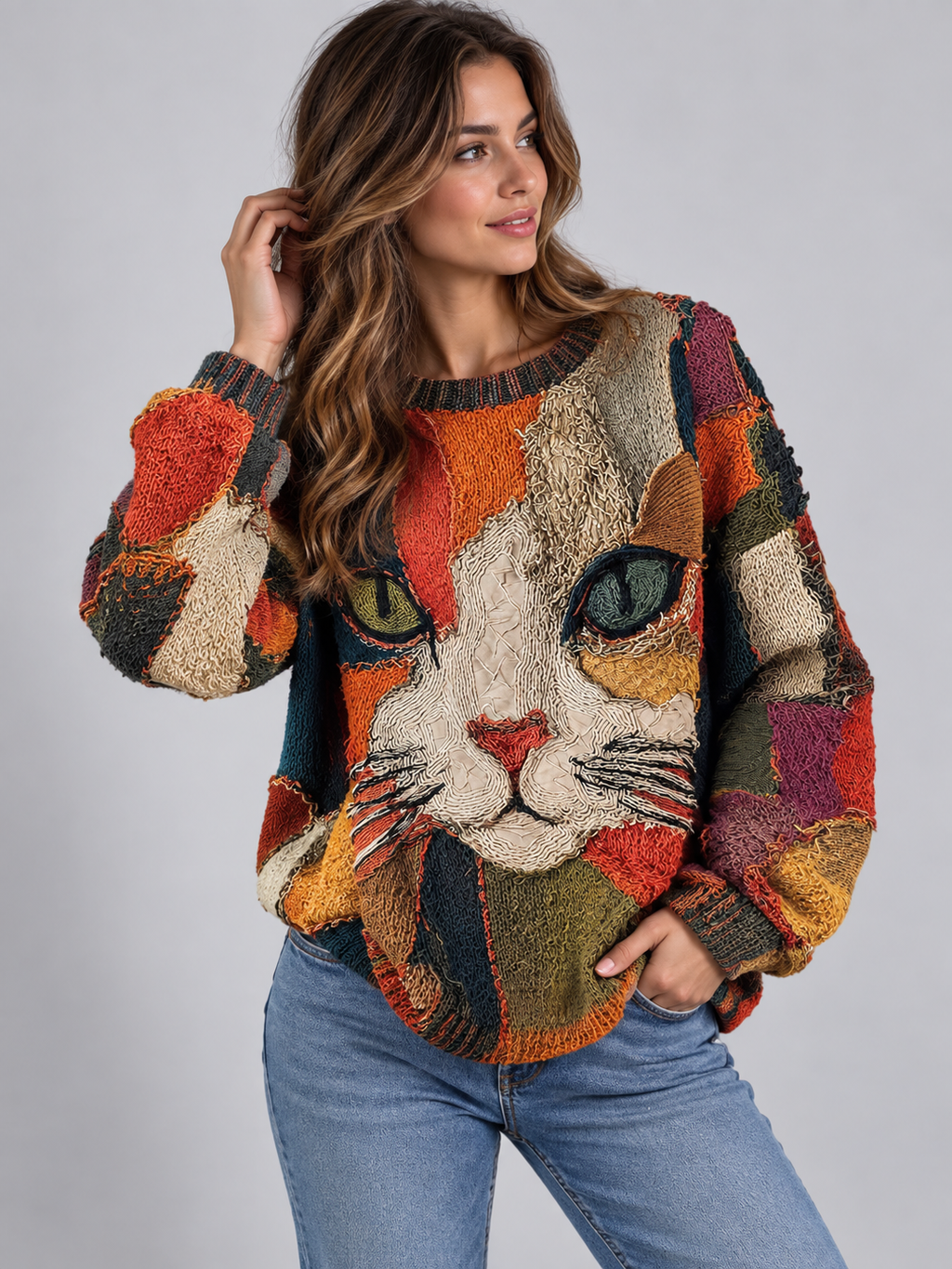 Brangwen | Chunky Knit Sweater with Crew Neck for Women