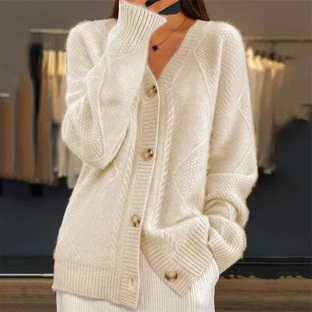 Brigitta | Cable Knit Cardigan with Button-Down Closure for Women