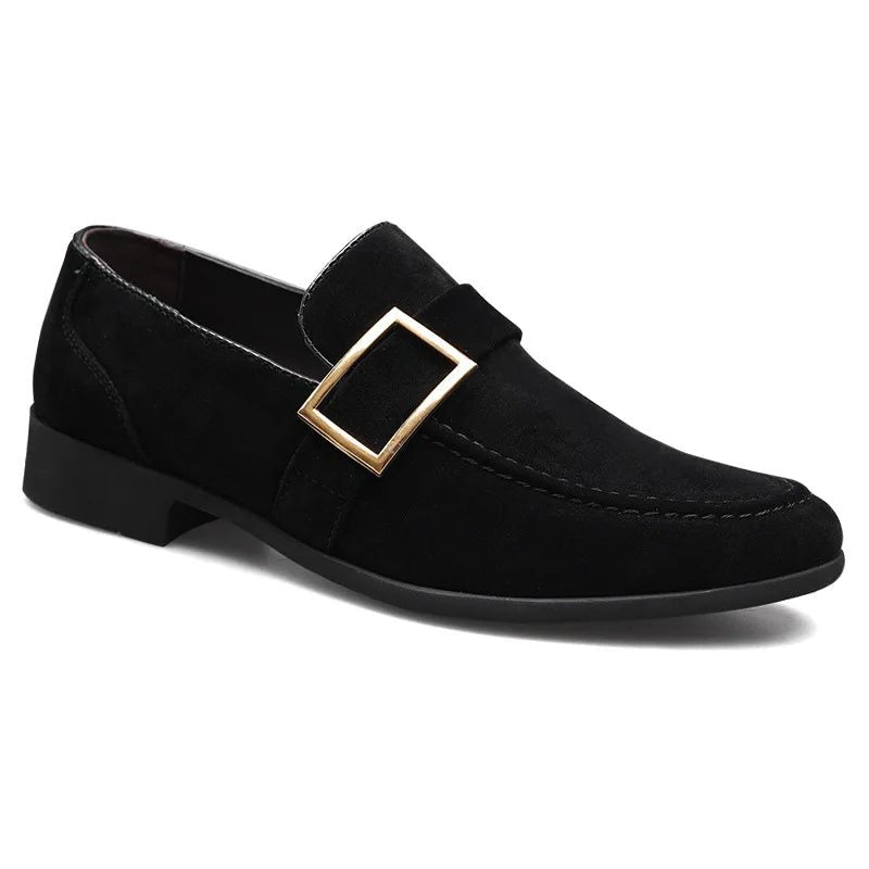 Buckle Strap Faux Suede Loafers for Men