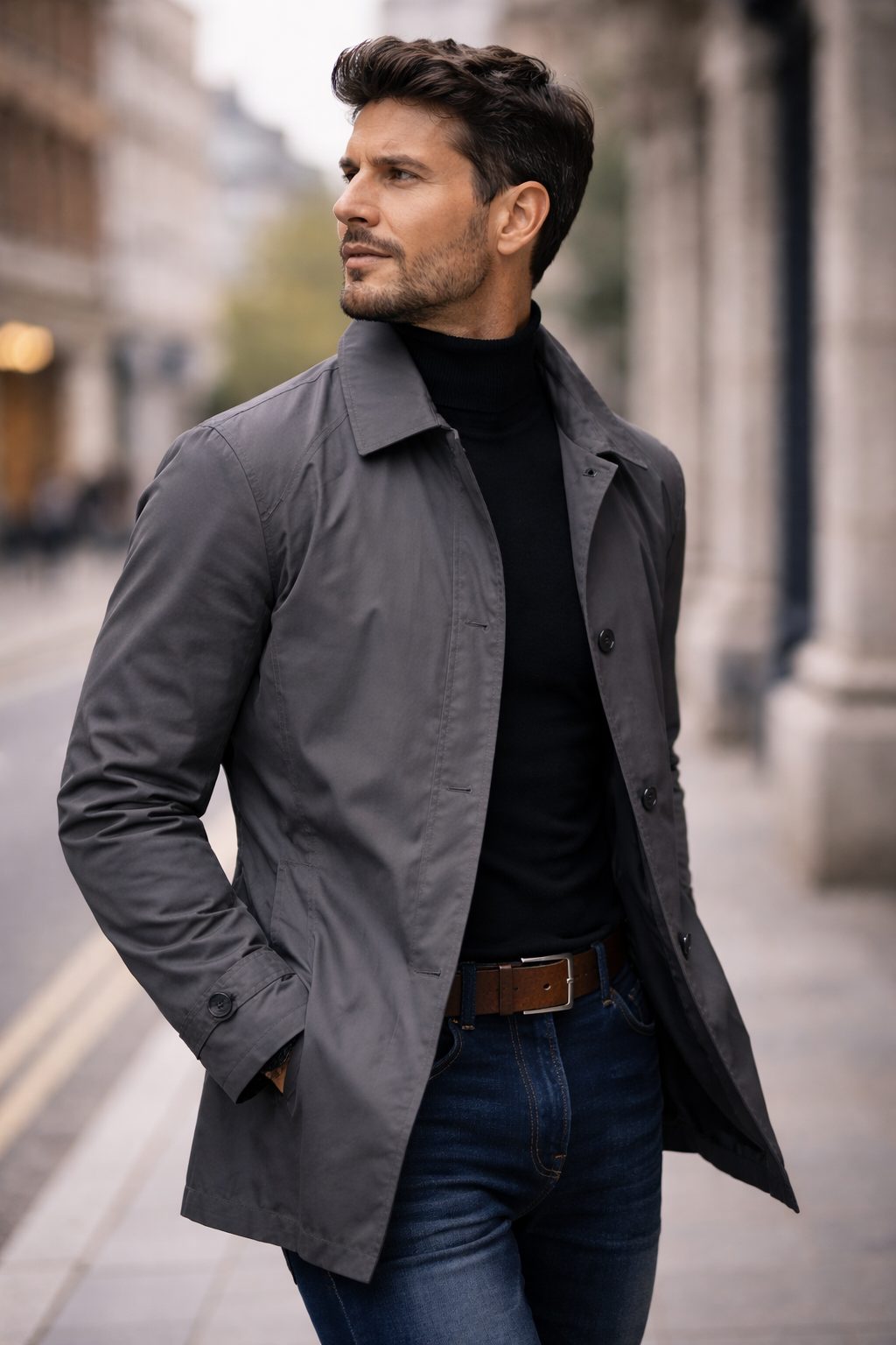 Button-Down Collar Coat for Men