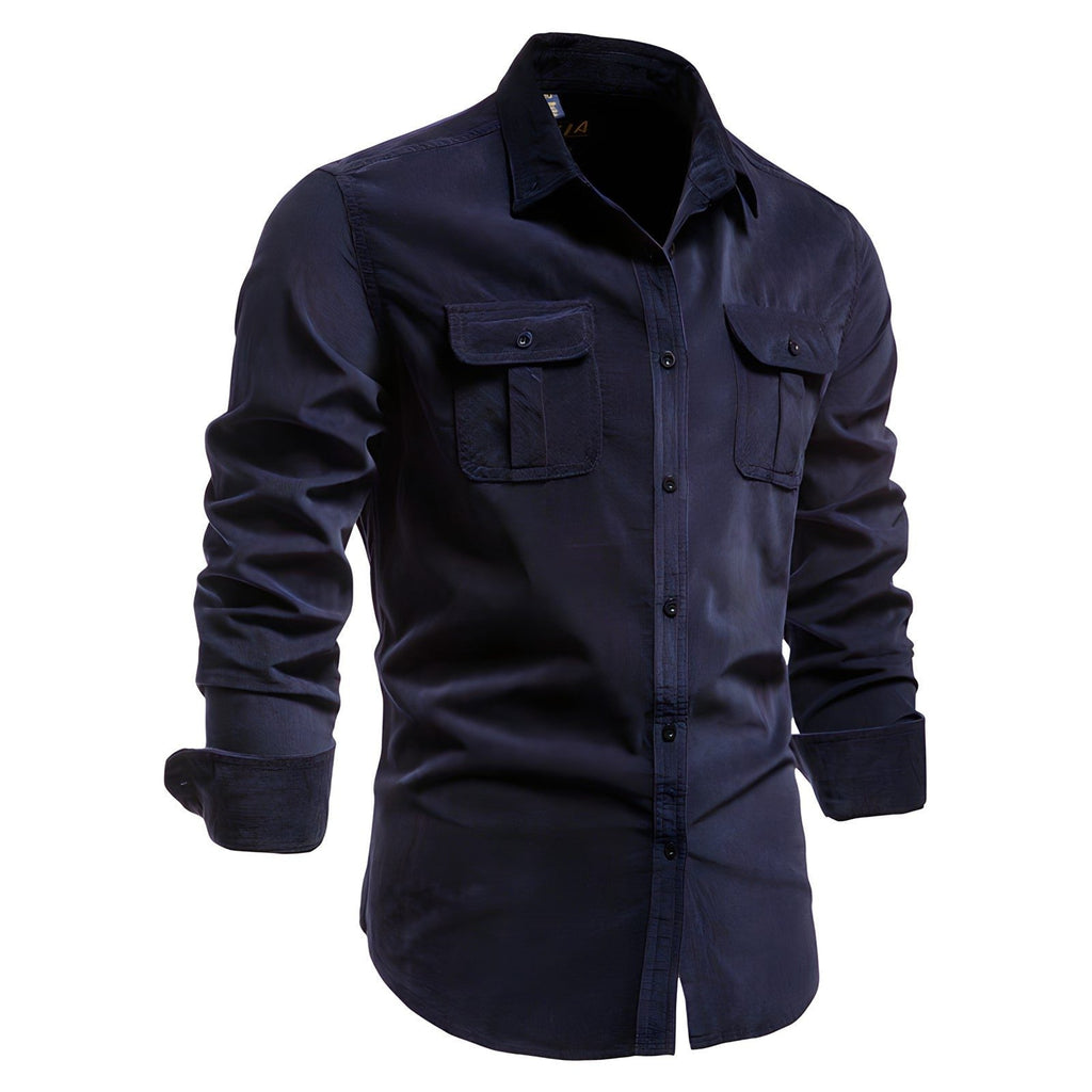 Button-Down Shirt with Chest Pockets for Men