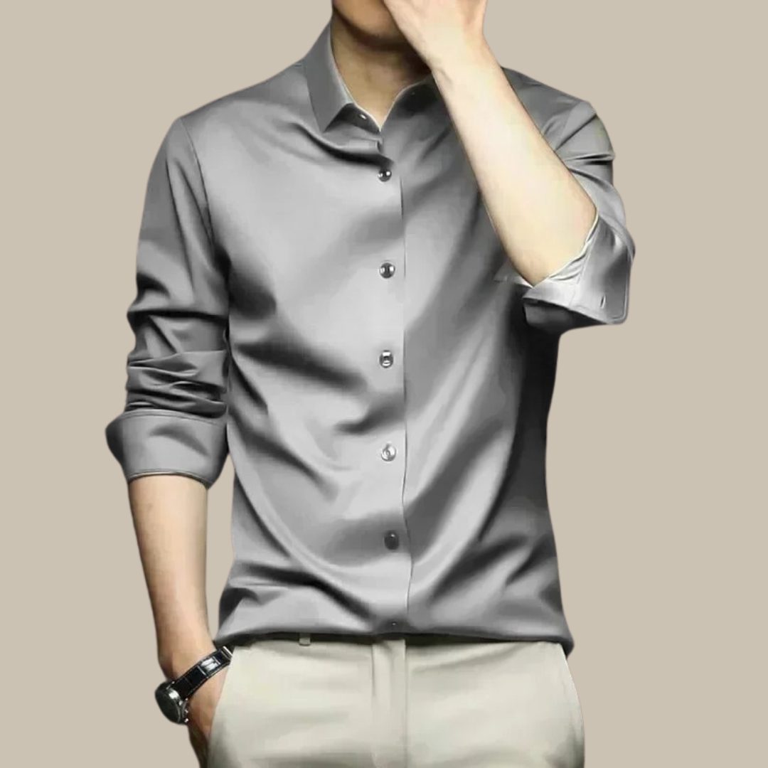 Button-Down Silk Shirt for Men