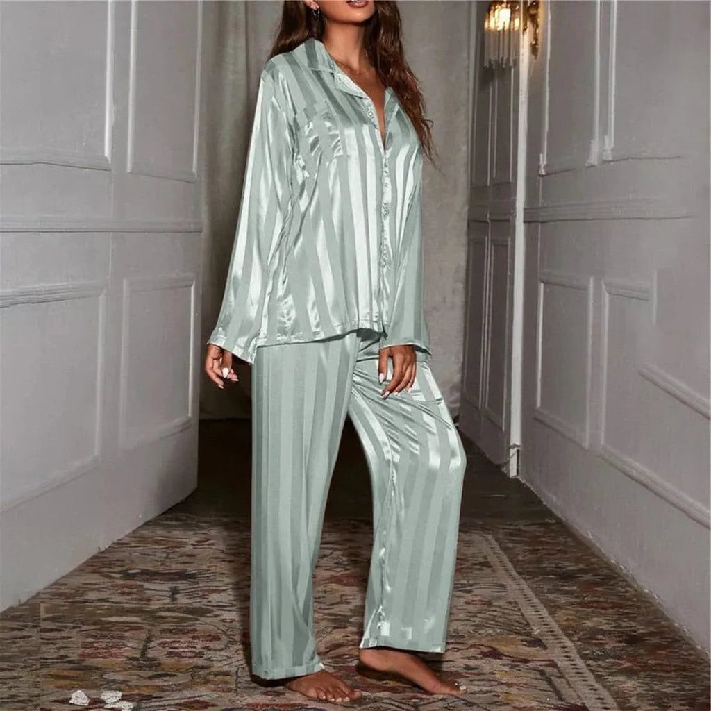 Aviva | Striped Button-Down Pajama Set for Women