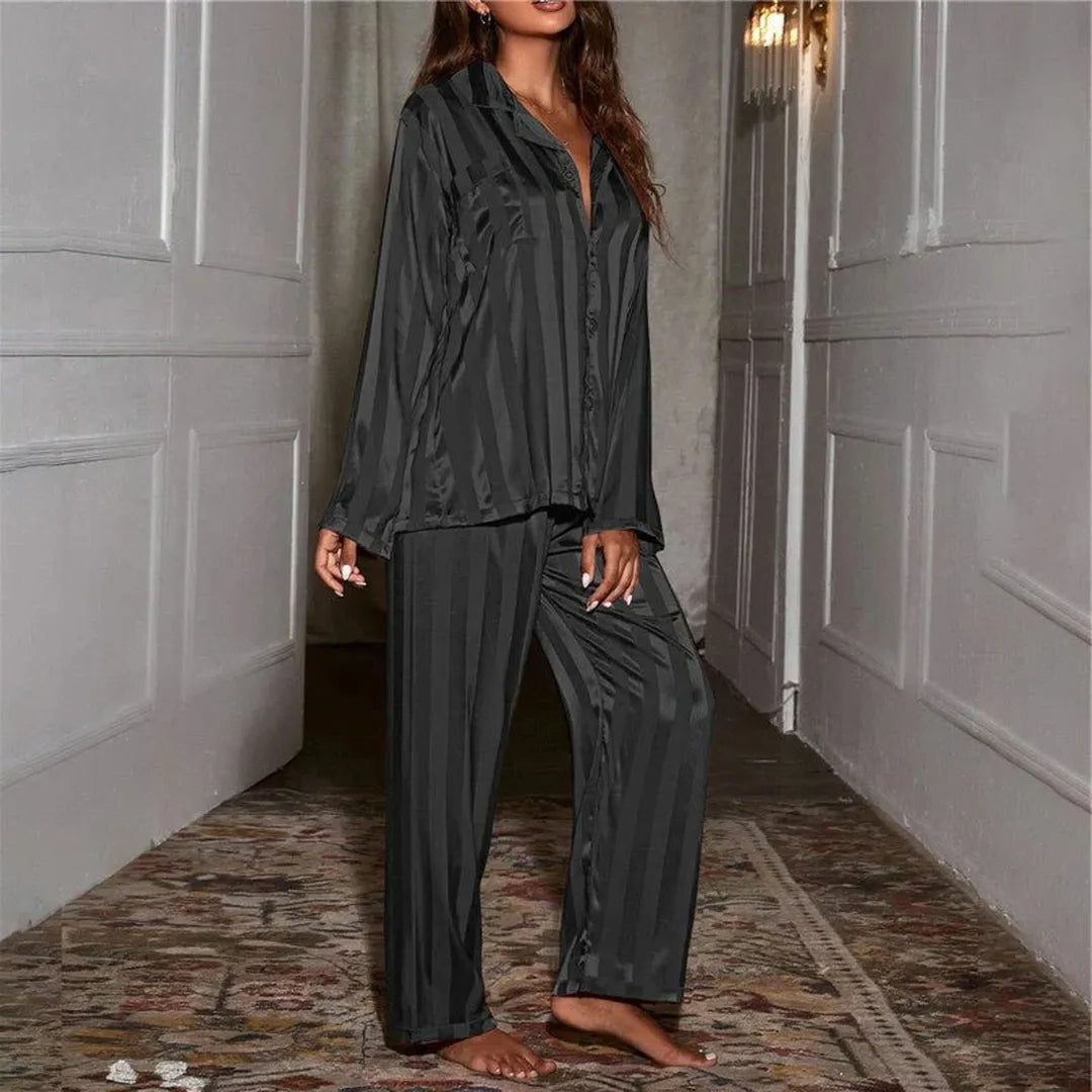 Aviva | Striped Button-Down Pajama Set for Women