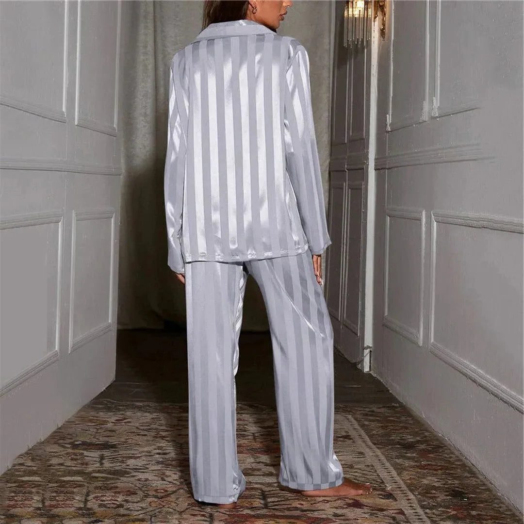 Aviva | Striped Button-Down Pajama Set for Women