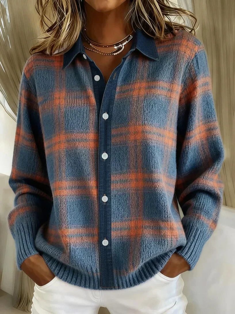 Belle | Checkered Button-Front Cardigan for Women