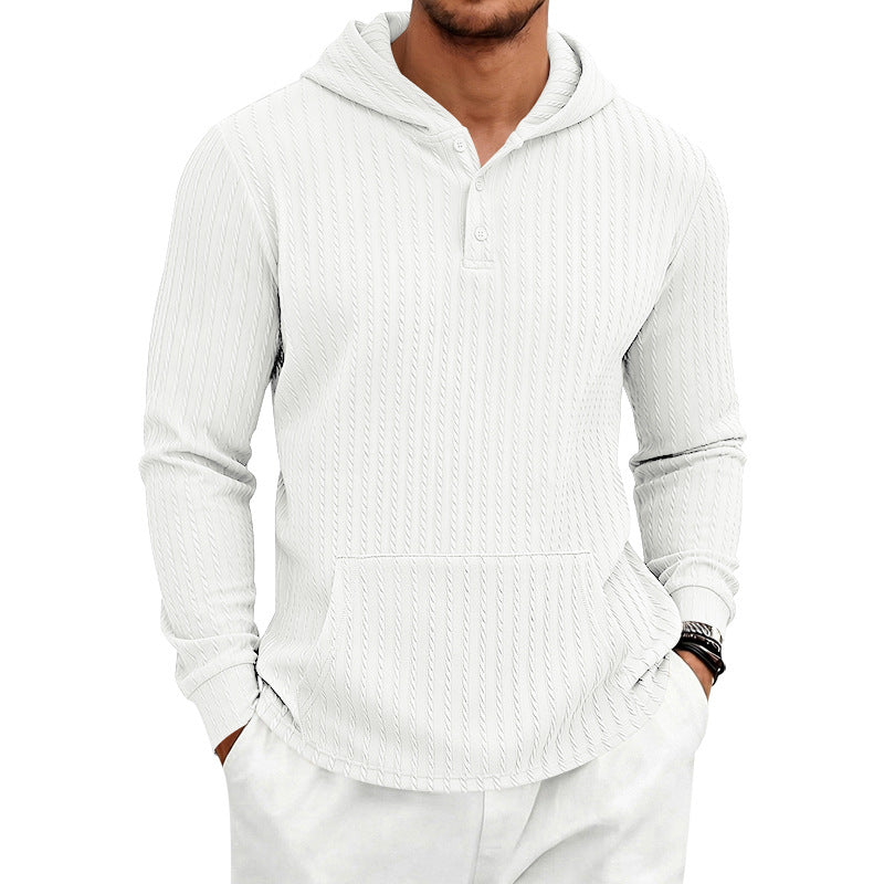 Byron - Men's Button-Placket Cable-Knit Pullover Hoodie