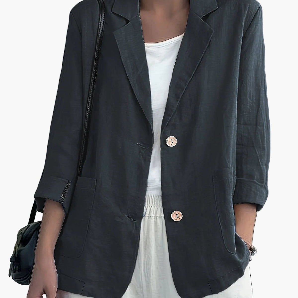 Women's Casual Blazer, Notched Lapels, Long Sleeves