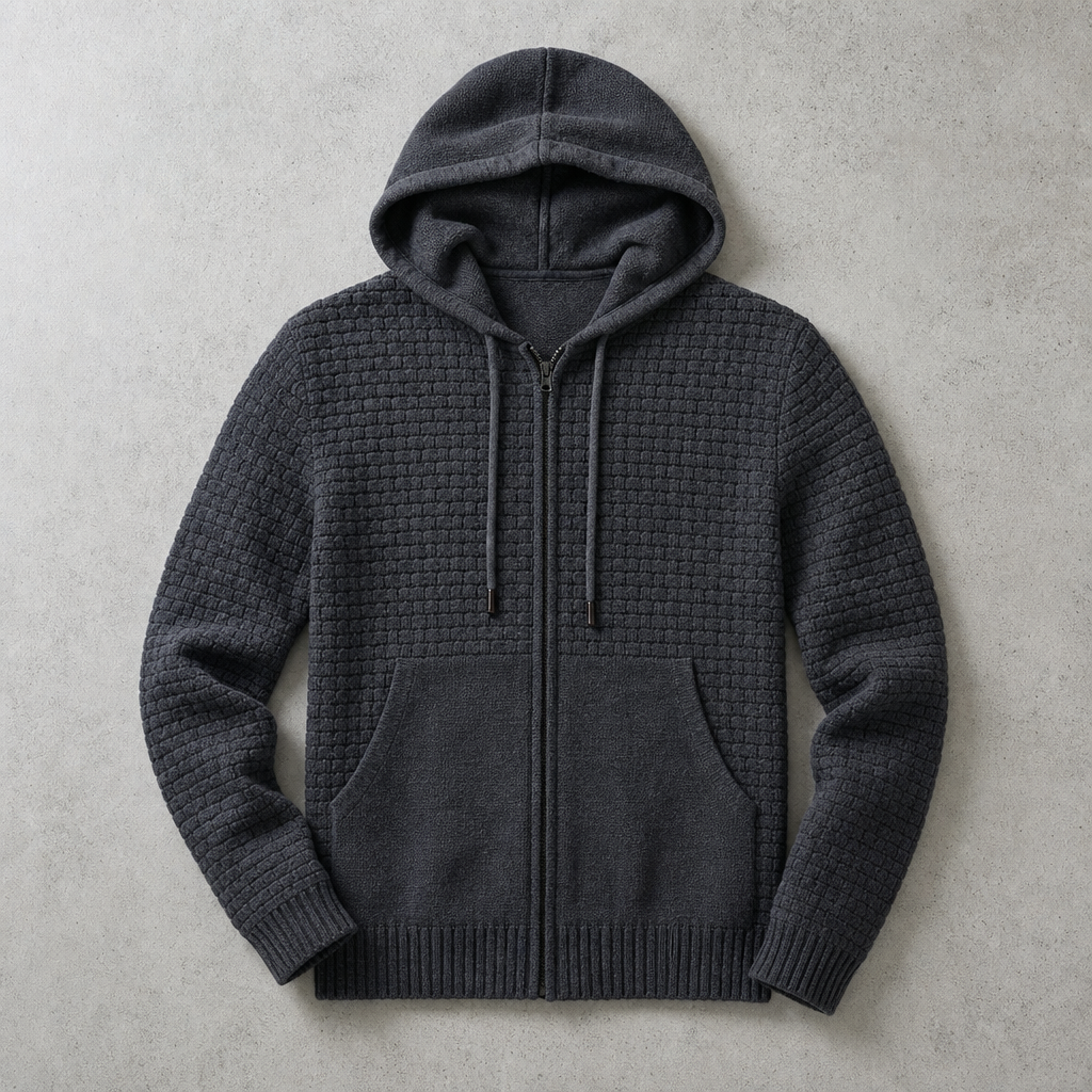 Sestriere Full-Zip Waffle-Knit Hoodie