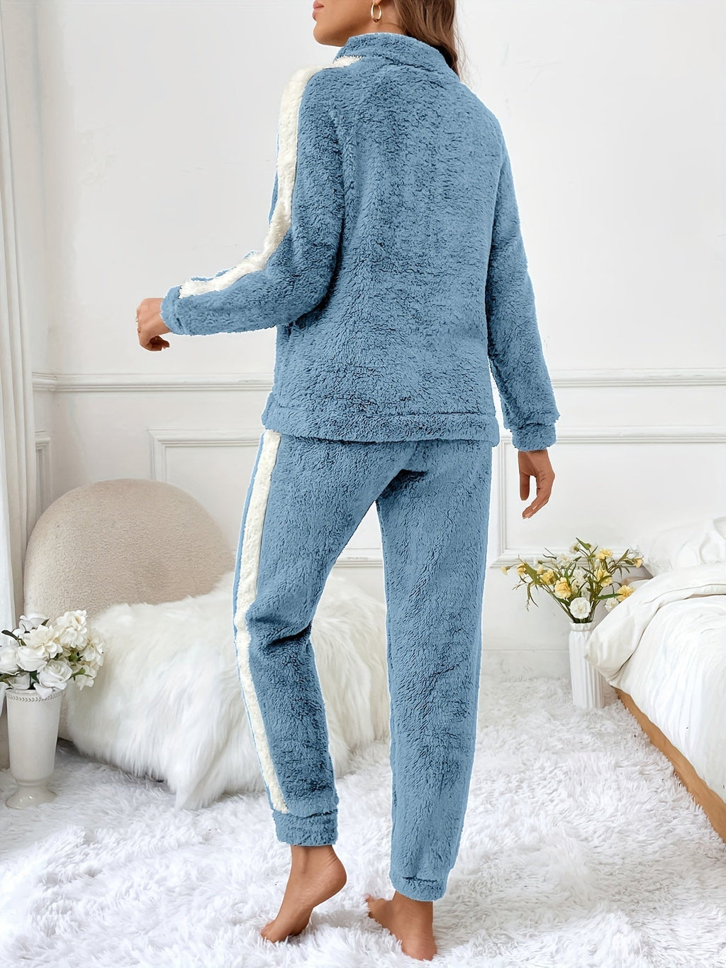 Women's Fleece Lounge Set Half-Zip Pullover with Joggers