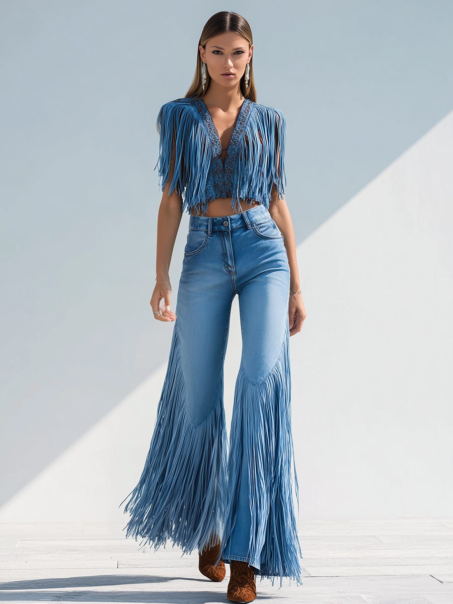 Calliope | Flared Jeans with Fringe Hem for Women