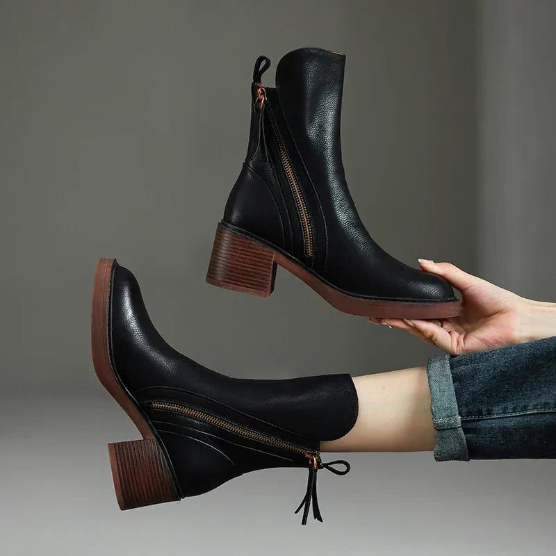 Caterina | Block Heel Ankle Boots with Zip for Women
