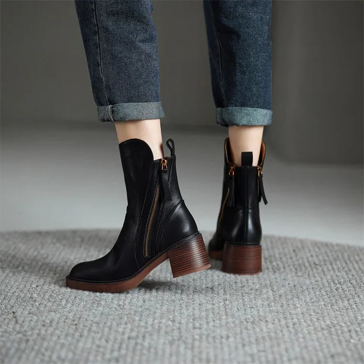 Caterina | Block Heel Ankle Boots with Zip for Women