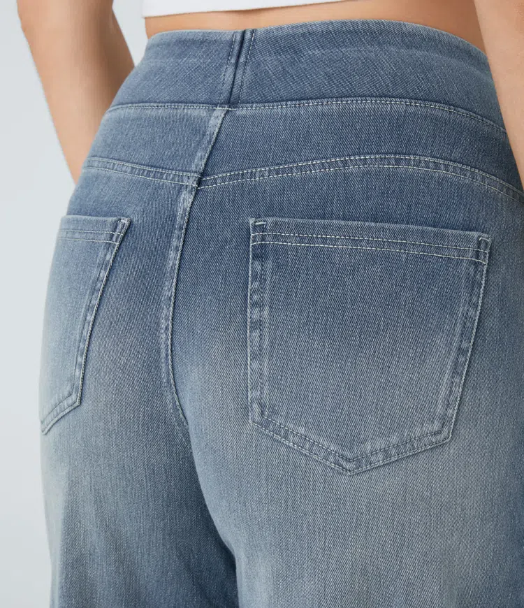 Women's High-Waisted Wide-Leg Jeans with Stretch Fit