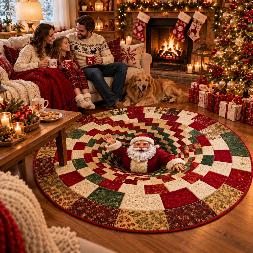 Merry Mirage – 3D Swirl Quilted Christmas Rug