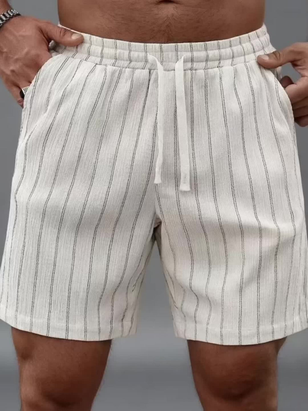 Montarello Men's Pinstripe Elasticated Drawstring Beach Shorts