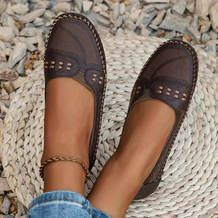 Montarello Women's Knit Slip-On Loafers Stitch Detail
