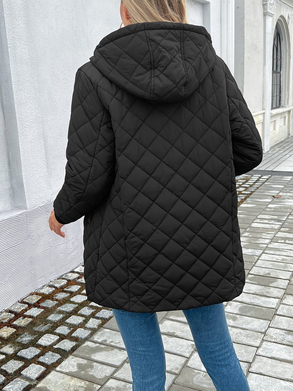 Cecelia | Quilted Longline Winter Coat with Hood for Women