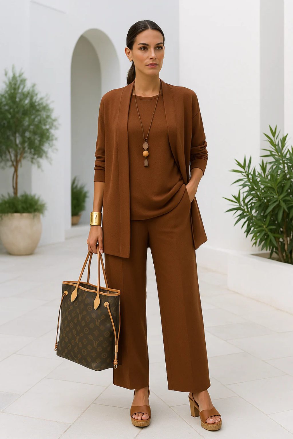 Celestia | Oversized Long Cardigan Set with Wide Leg Pants for Women