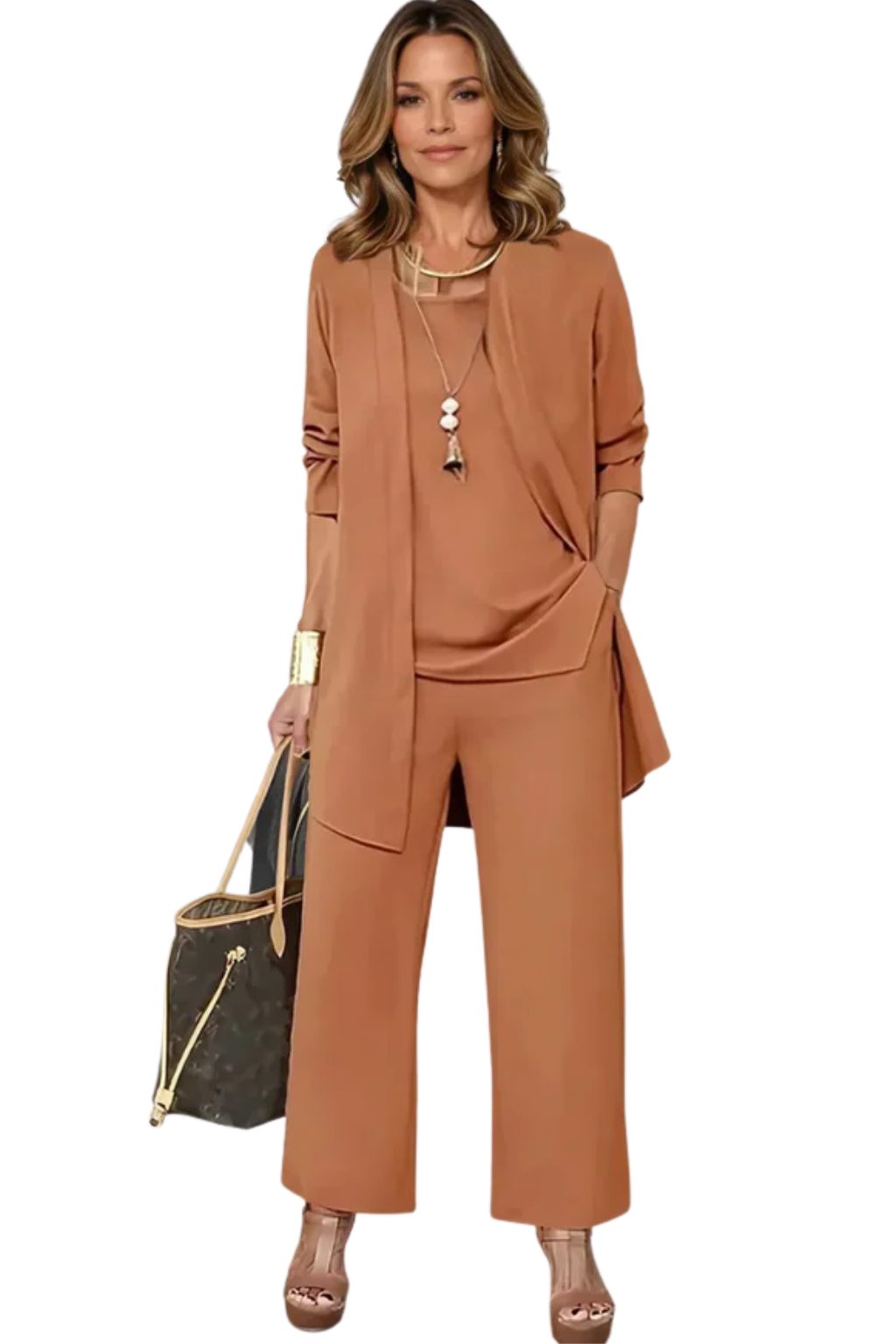 Celestia | Oversized Long Cardigan Set with Wide Leg Pants for Women