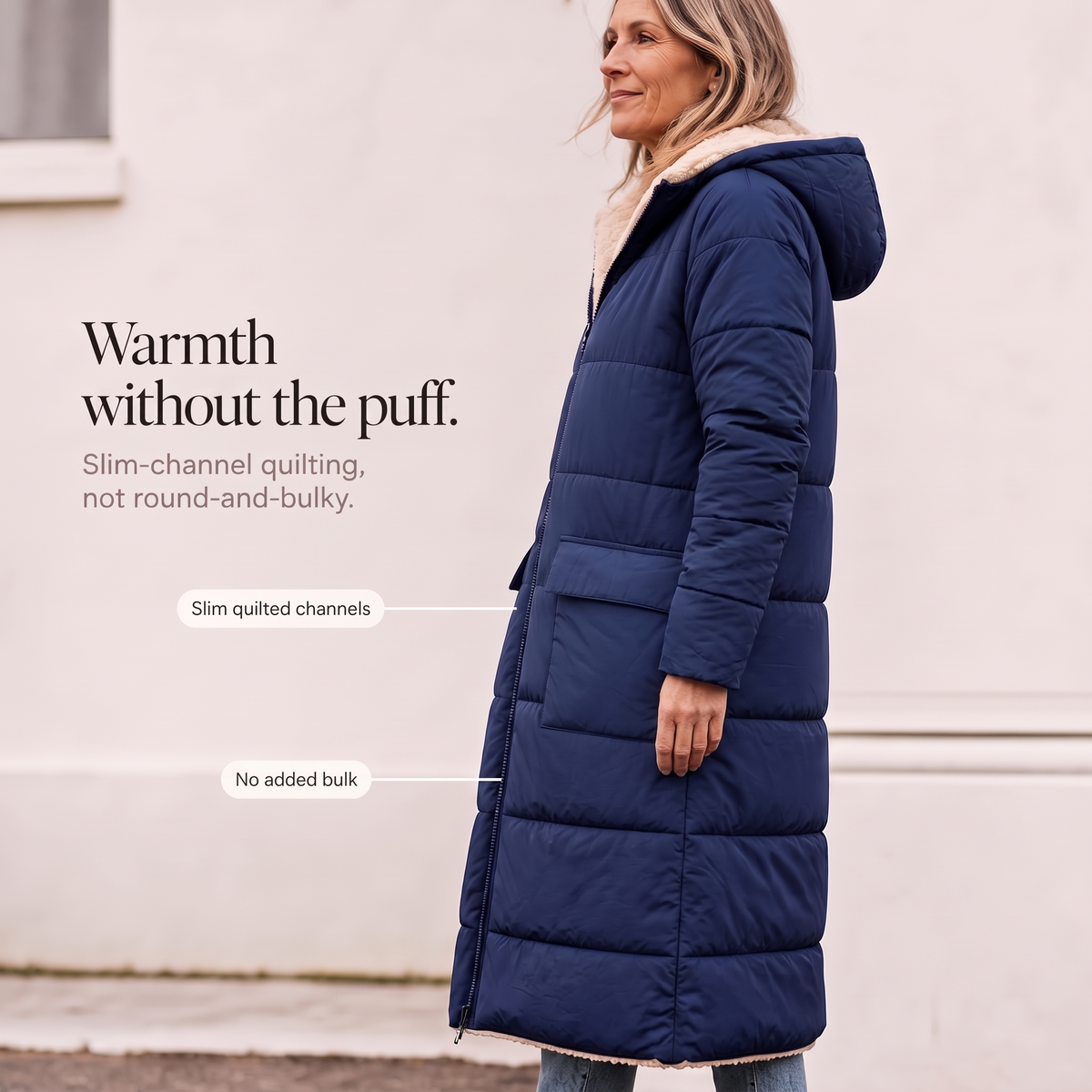 Veluna – Reversible Quilted Sherpa-Look Winter Coat