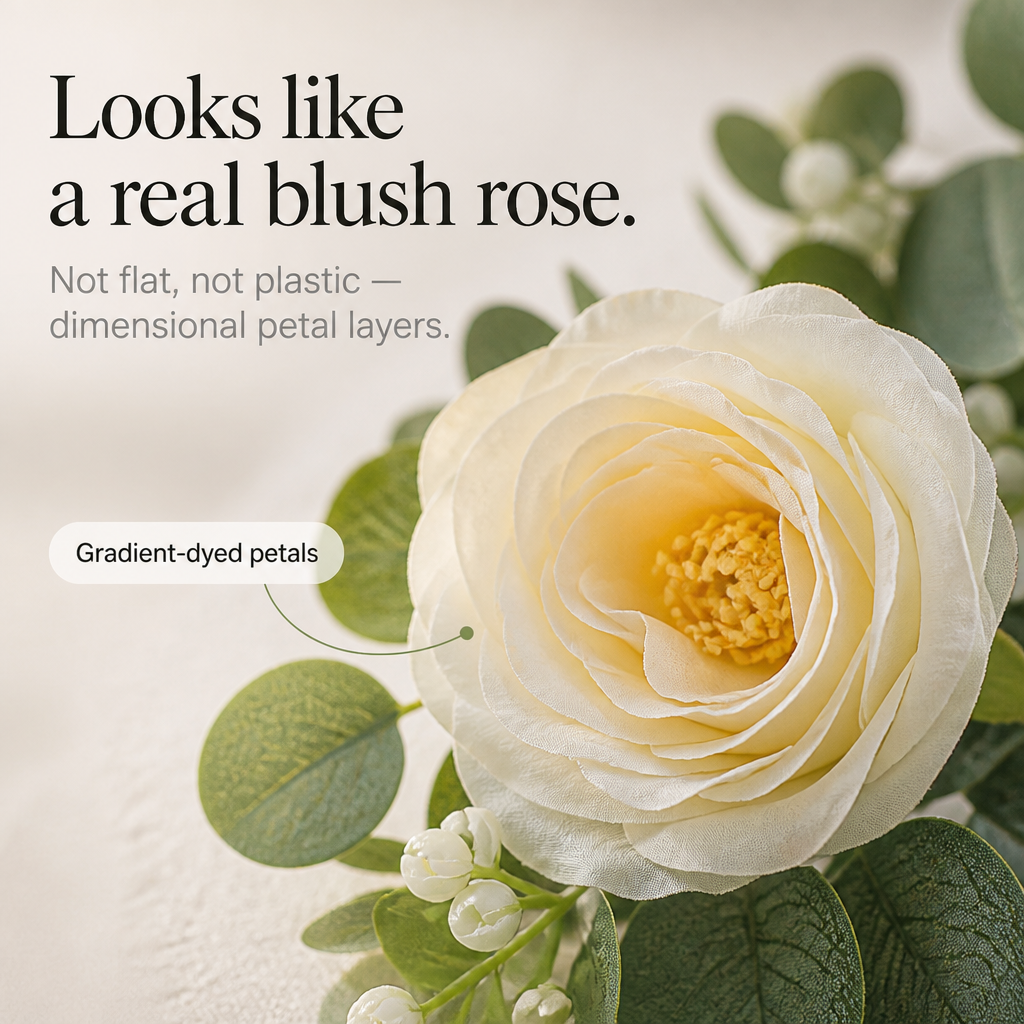 Roselune – White Rose And Eucalyptus Garland