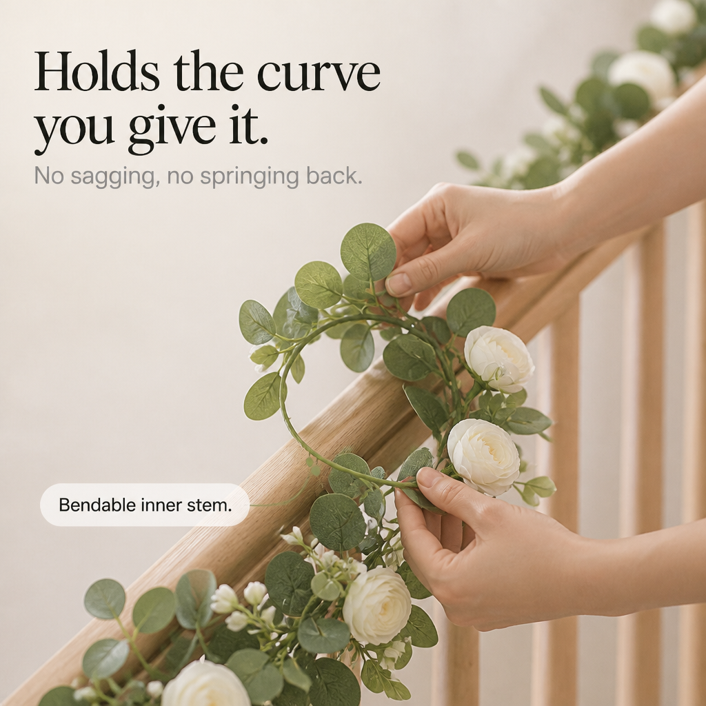 Roselune – White Rose And Eucalyptus Garland