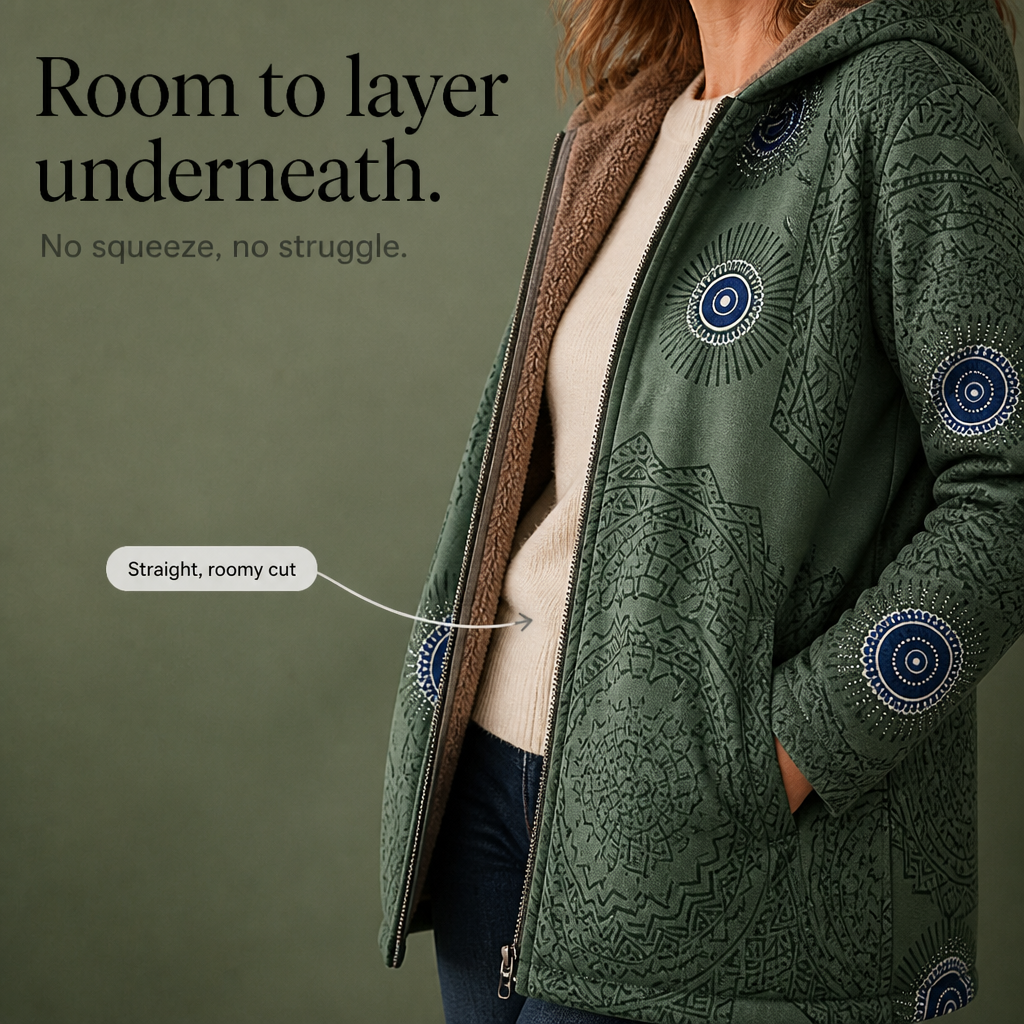 Leaf & Loom – Printed Hooded Winter Coat