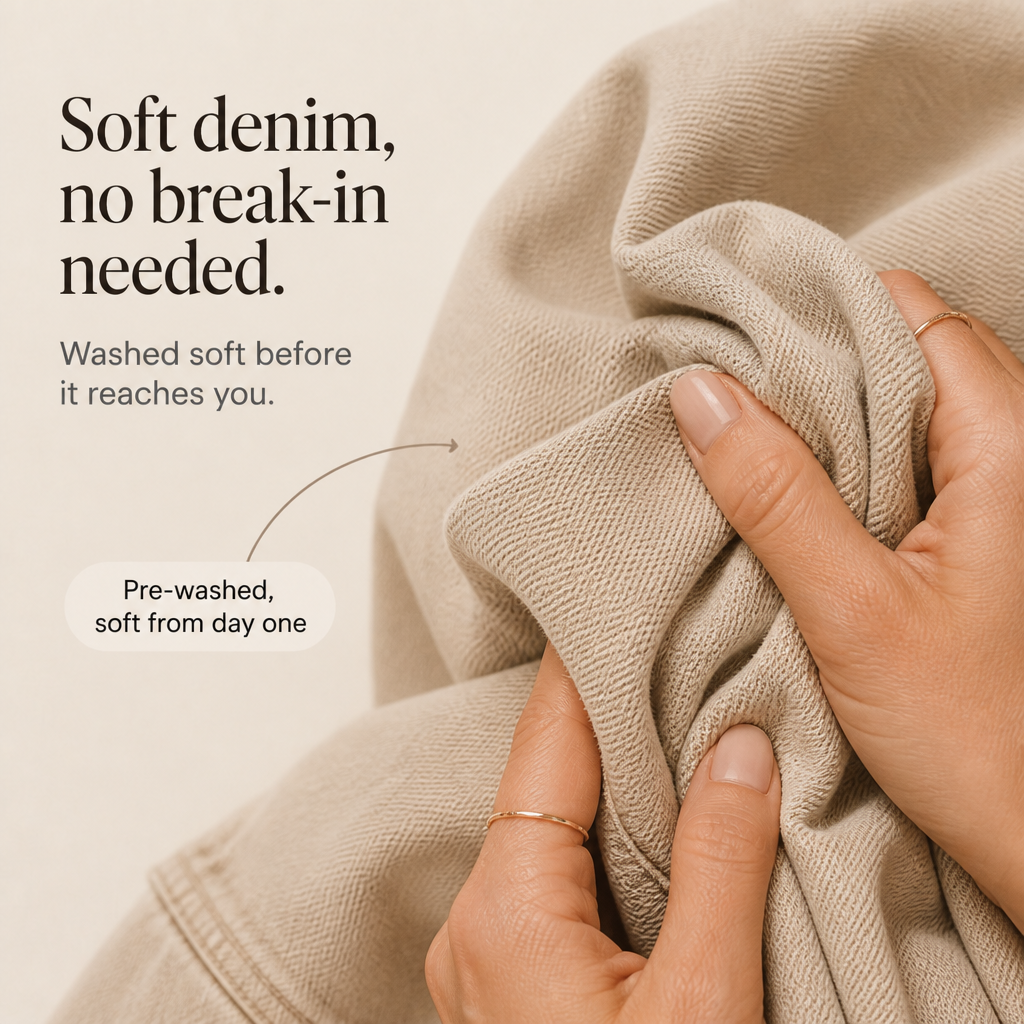Frayden – Washed Frayed-Hem Denim-Look Jacket