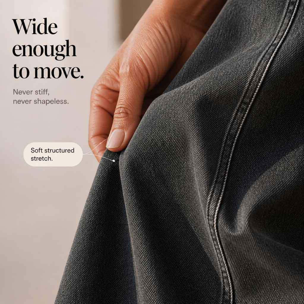 Longline Denim – High-Waisted Wide-Leg Seam Jeans