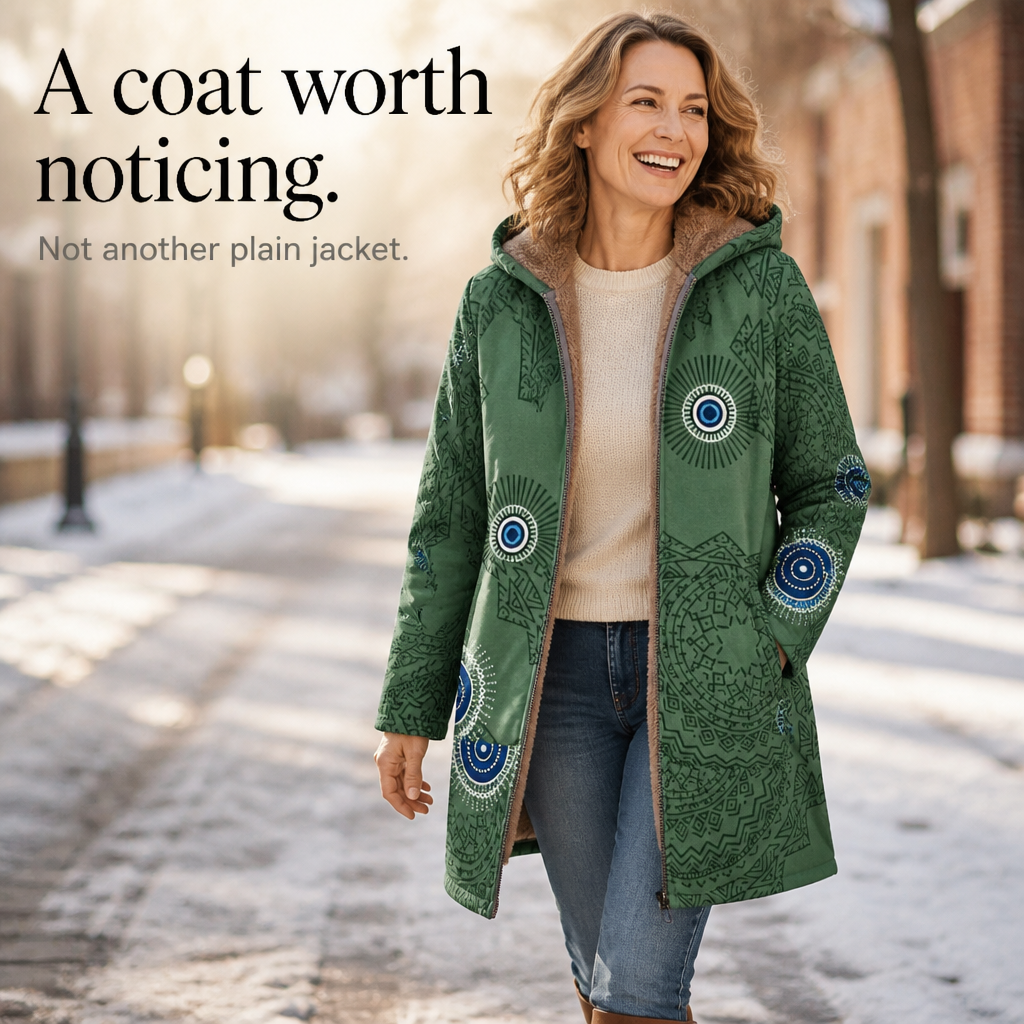 Leaf & Loom – Printed Hooded Winter Coat