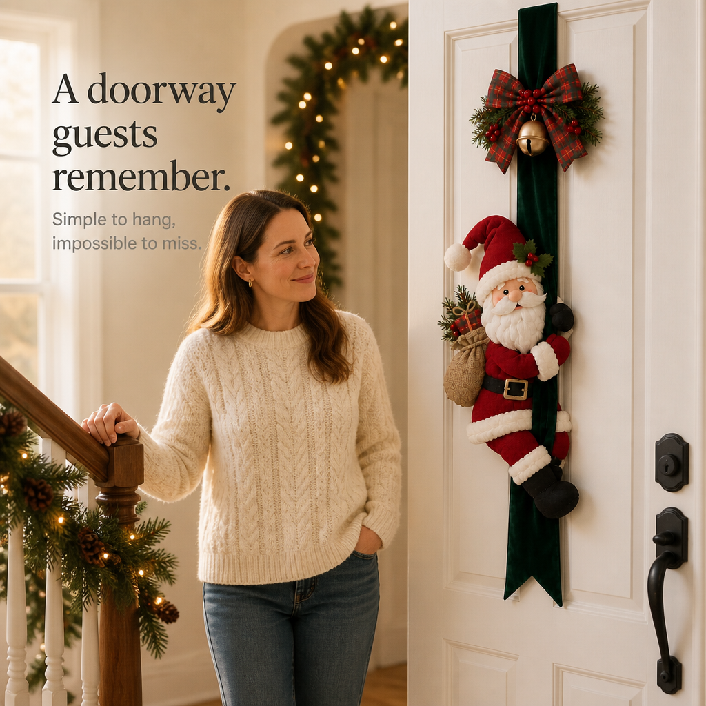 Hollyhug – 3D Santa And Reindeer Christmas Door Hanging
