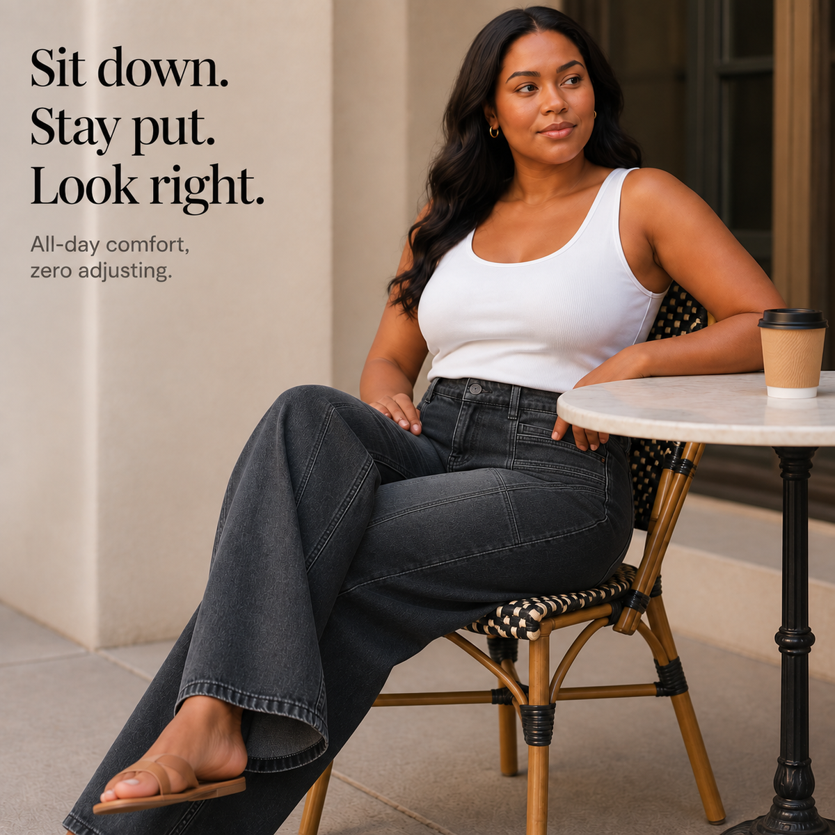 Longline Denim – High-Waisted Wide-Leg Seam Jeans