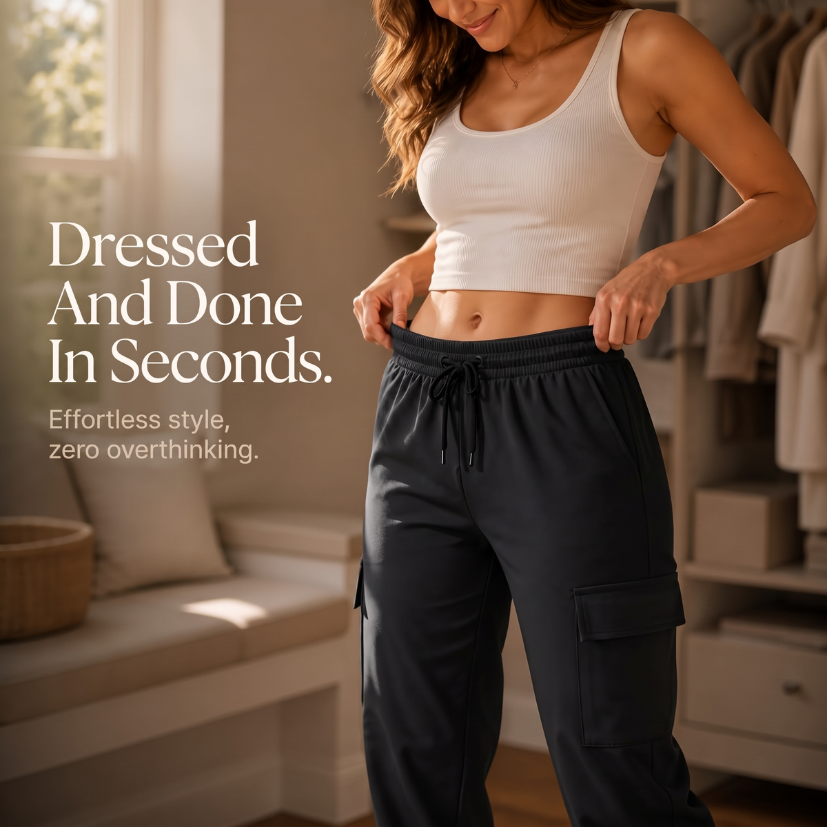 CargoEase – High-Waisted Wide-Leg Cargo Joggers