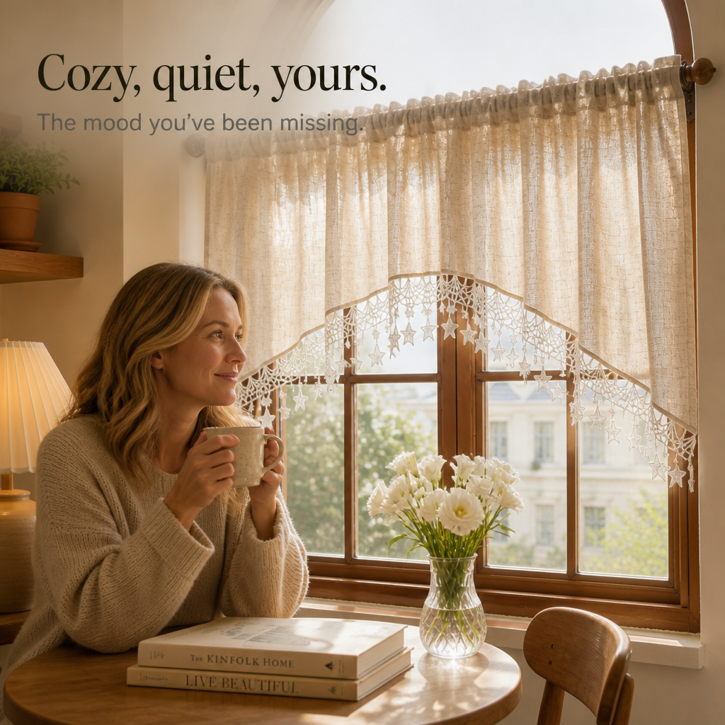 Starwoven – Star Lace Arc Hem Half Curtain