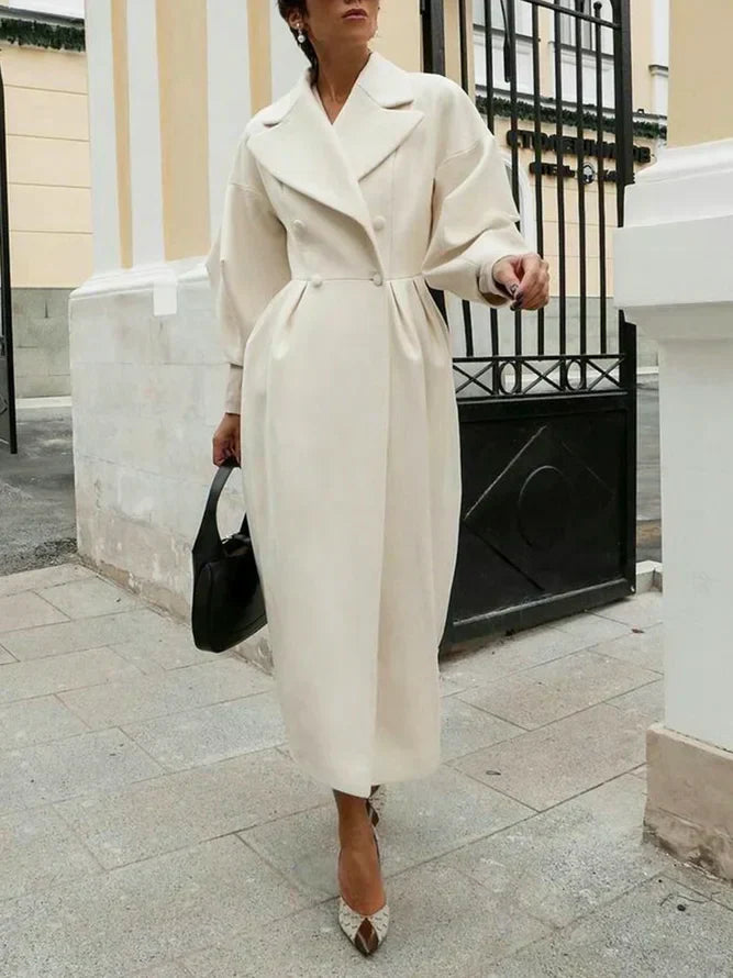 Women's Belted Wrap Coat with Wide Lapels Knee-Length