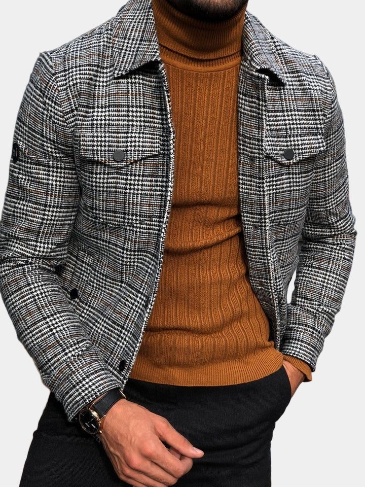 Checked Overshirt with Collar for Men