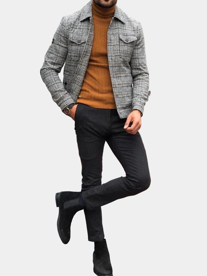 Checked Overshirt with Collar for Men