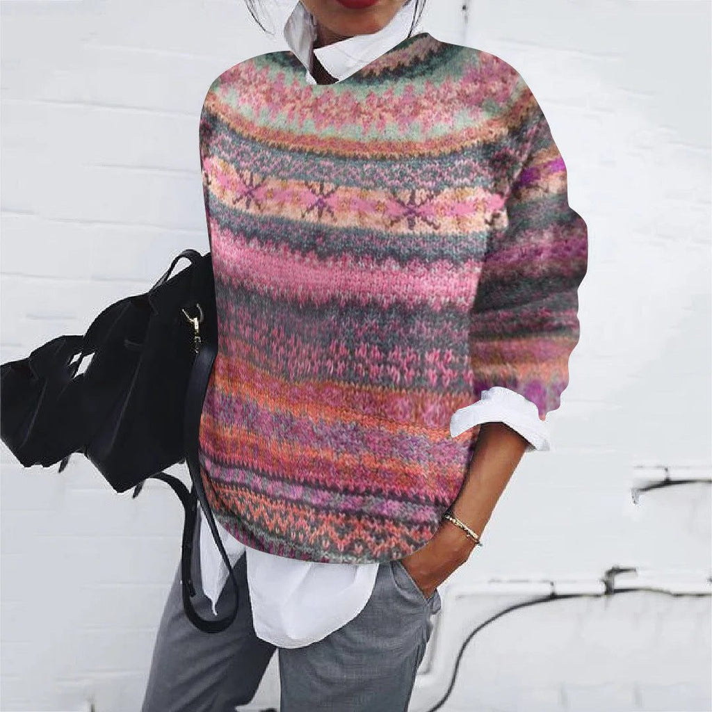 Christel | Fair Isle Knit Sweater with Crew Neck for Women